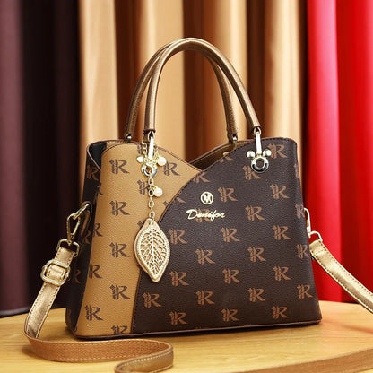 Luxury Brand Designer Women'S Handbag Leather Printed Shoulder Bag Large Capacity Classic Retro Crossbody Bag Commuting Tote Bag - footmaxldn