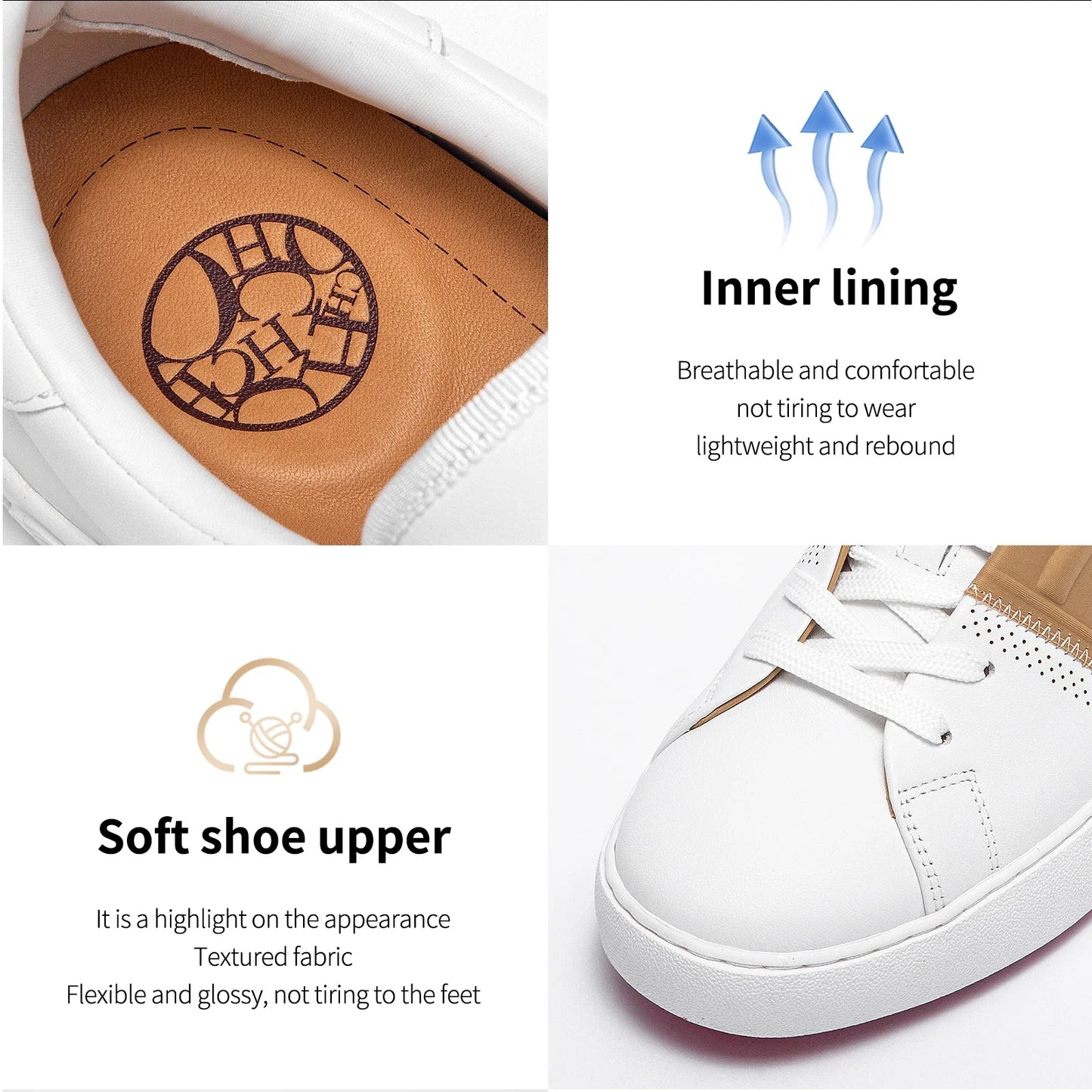 Footmaxldn Women's Genuine Leather Lace-Up Flat Sneakers