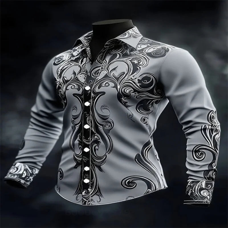 Men's Casual Long Sleeve Lapel Shirt | Footmaxldn