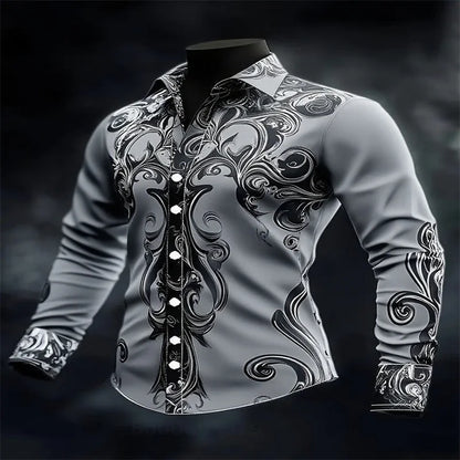 Men's Casual Long Sleeve Lapel Shirt | Footmaxldn