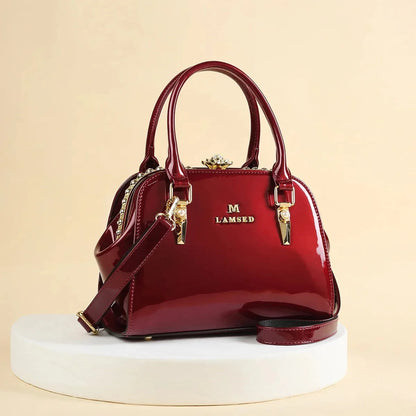 Footmax Diamond Pattern Leather Handbag - Women's Crossbody Shoulder Bag