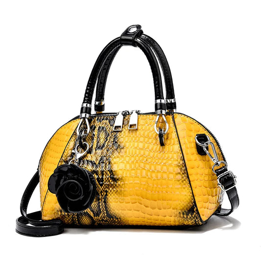 Yellow Crocodile Pattern Tote Bag - Small Shoulder Bag | footmaxldn - footmaxldn