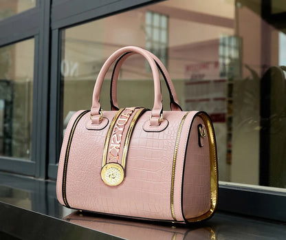 Crocodile Embossed Boston Handbag - Classic Retro Crossbody | footmaxldn - footmaxldn