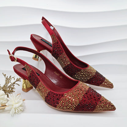 Footmaxldn Crystal Slingback Heels & Matching Clutch