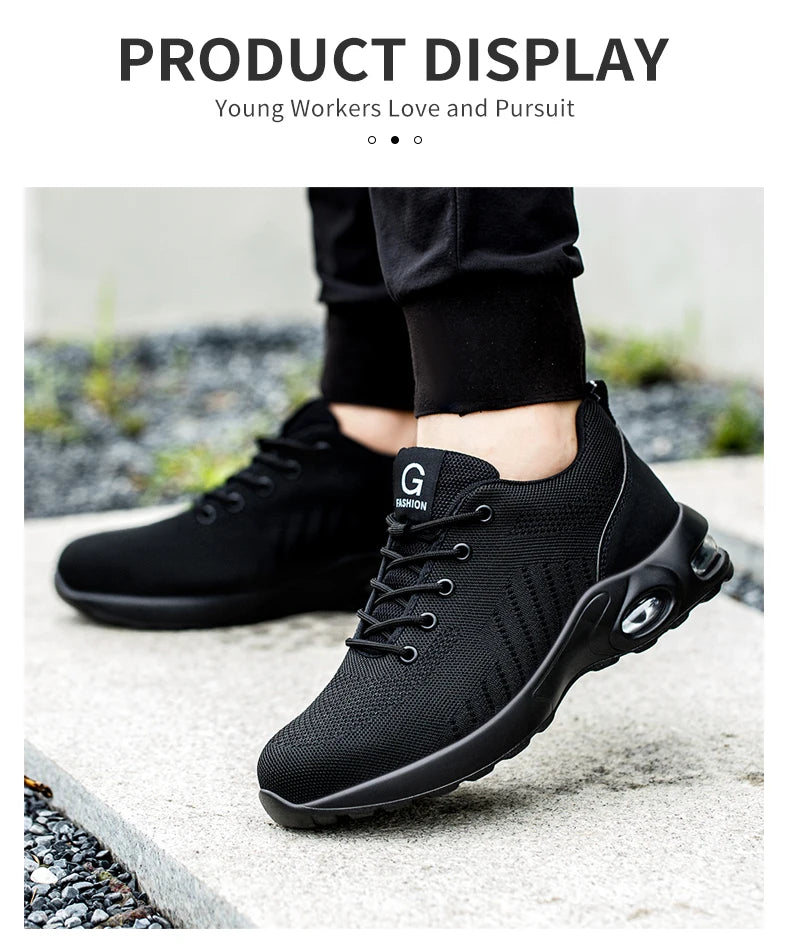 New Styles Men Safety Boots With Steel Toe Cap Anti-smash Work Sneakers Safety Shoes Men IndestructibleWork Boots Tactical Boots - footmaxldn