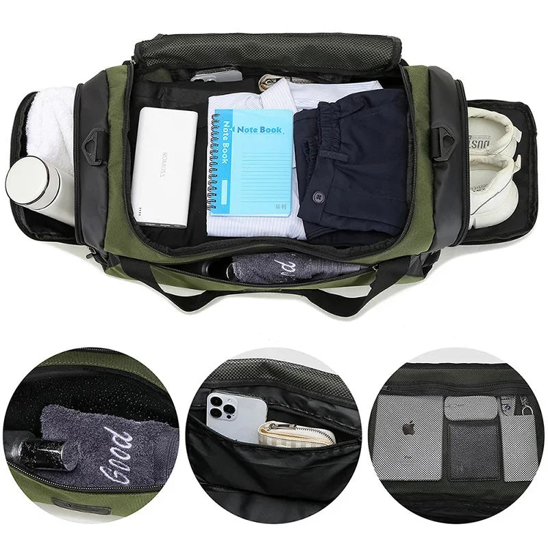 Footmax 40L Sport Fitness Bag - Dry Wet Separation Gym Duffel for Men Women Hiking Yoga Travel - footmaxldn