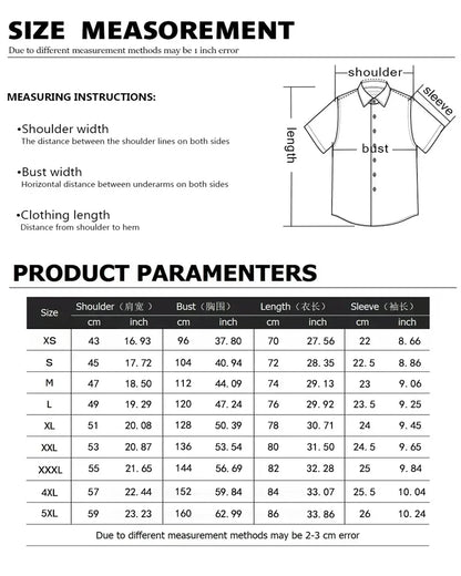 Men's Striped Short Sleeve Shirt - Casual Breathable Button-Up by Footmax