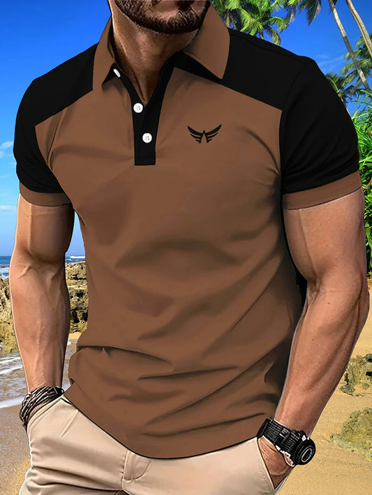 Footmax Men's Digital Print Polo Shirt - Summer Short Sleeve Collar Button Design - footmaxldn
