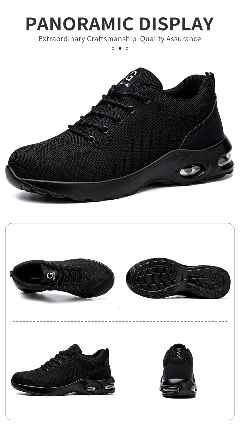 New Styles Men Safety Boots With Steel Toe Cap Anti-smash Work Sneakers Safety Shoes Men IndestructibleWork Boots Tactical Boots - footmaxldn