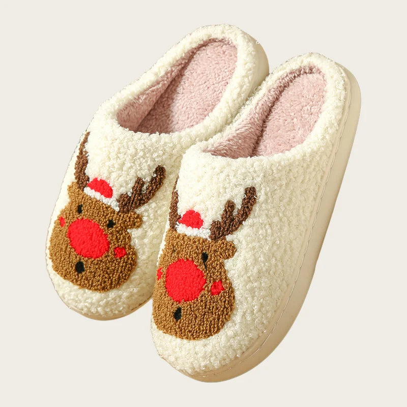 Footmax Winter Christmas Slippers - Warm Plush Indoor Slides for Men & Women - footmaxldn