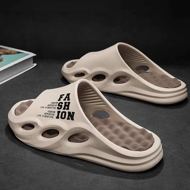 FootMax Men's Summer Sports Slippers - Non-Slip Breathable Outdoor Slides - footmaxldn
