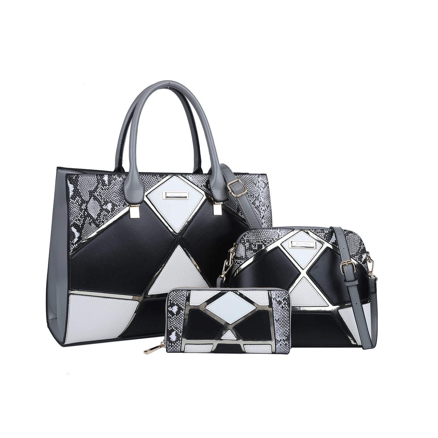 Footmax Multicolor Patchwork Snakeskin Tote Bag - Large Capacity Fashion Handbag for Women - footmaxldn