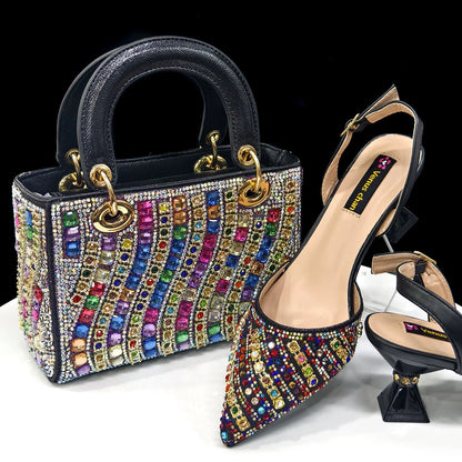 Footmax Fuchsia Rhinestone Heel Shoes & Bag Set - Italian Fashion 2025 - footmaxldn