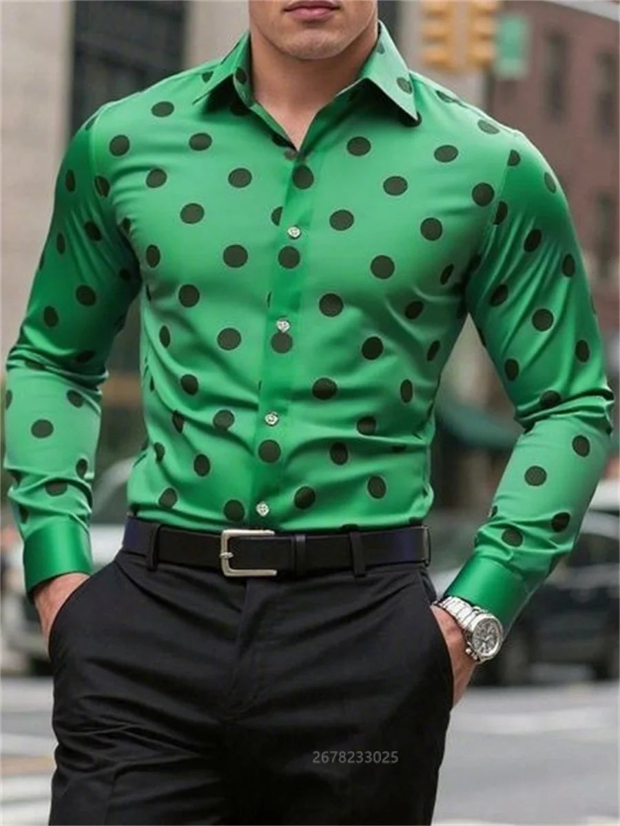 Men’s Spotted Long-Sleeve Shirt | Footmaxldn