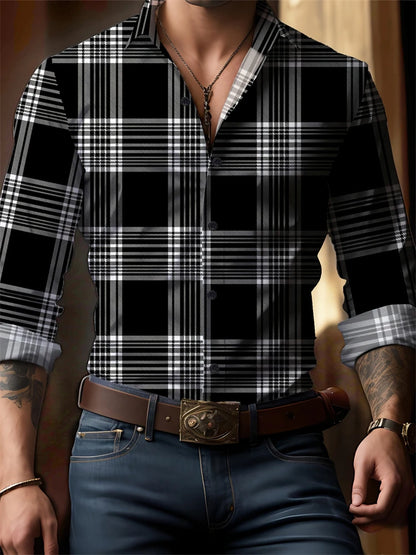 Men’s Striped V-Neck Button-Front Shirt