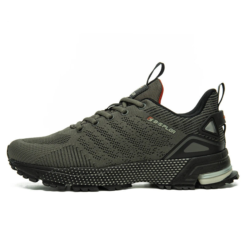 Baasploa Men Running Sneakers Leather Mesh Breathable Classic Sport Sneakers Male Comfortable Non-slip Waterproof Casual Shoes - footmaxldn
