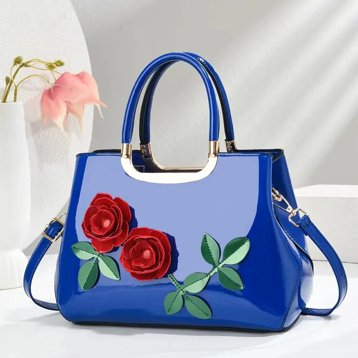 Footmax Floral PU Leather Handbag - Elegant Women's Shoulder Bag 2025
