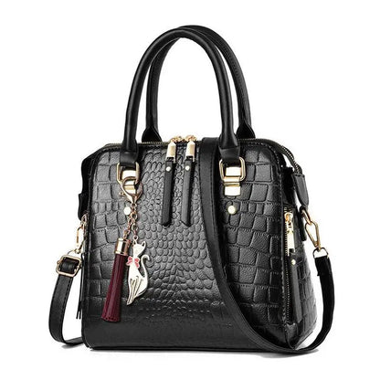 Women's Croc-Effect Tassel Handbag | Footmaxldn - footmaxldn