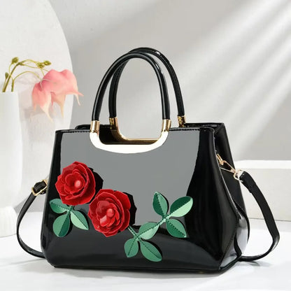 Footmax Floral PU Leather Handbag - Elegant Women's Shoulder Bag 2025