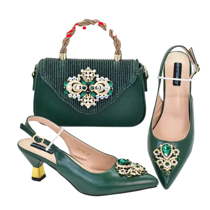 New Arrival Women Shoes and Bags To Match Set Nigeria Party Luxury Shoe and Bag Set for Party in Women Wedding Bride Pumps - footmaxldn