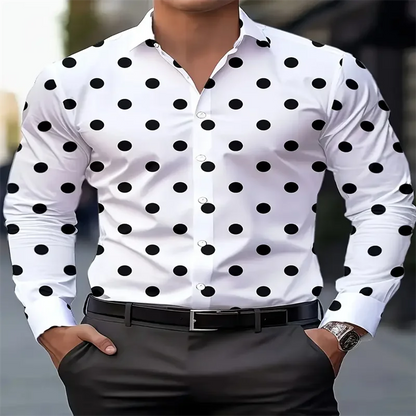 Men’s Polka Dot Long Sleeve Shirt | Footmaxldn