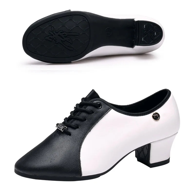 Footmax Genuine Leather Dance Shoes - Women's Soft Modern Latin Ballroom Sneakers - footmaxldn
