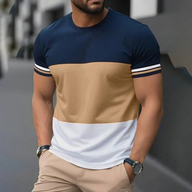 Footmaxldn Men's Striped Crew Neck T-Shirt