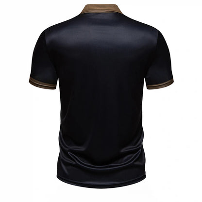 Footmax Men's Digital Print Polo Shirt - Summer Short Sleeve Collar Button Design - footmaxldn