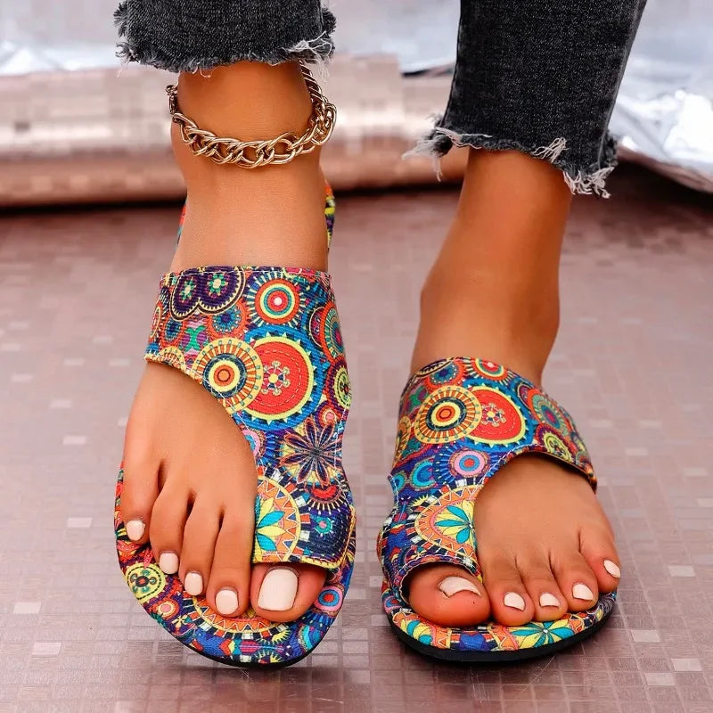 2025 Summer New Women's Sandals Correct Toes Outdoor Casual Open Toe Flat Shoes Plus Size Women's Sports Flip flops - footmaxldn