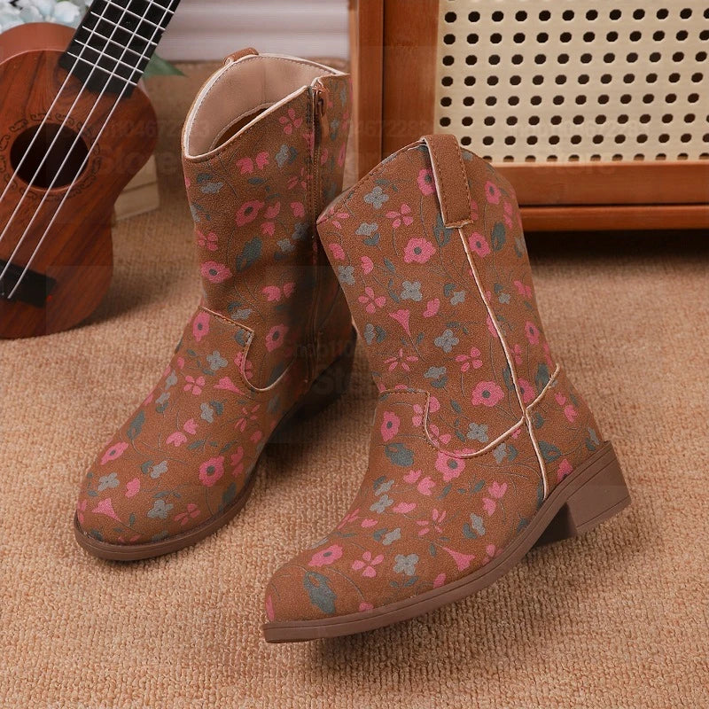 Girls' Floral Western Cowboy Boots | Footmaxldn