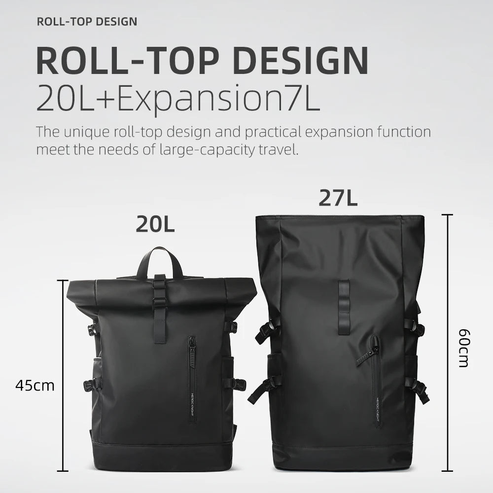 HK Expandable Travel Backpack Men Large Capacity Waterproof 15.6” Laptop Bag Hiking Rucksack Cycling Daypack Bag with USB Port - footmaxldn
