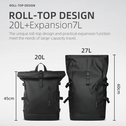 HK Expandable Travel Backpack Men Large Capacity Waterproof 15.6” Laptop Bag Hiking Rucksack Cycling Daypack Bag with USB Port - footmaxldn