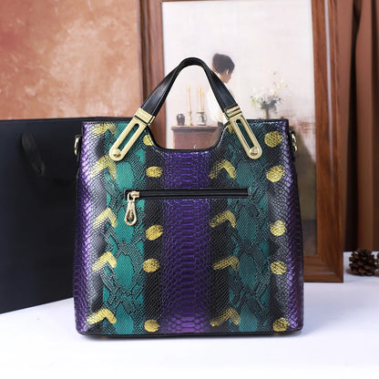 Snake Pattern Leather Handbag - Elegant Shoulder Bag for Women | footmaxldn - footmaxldn