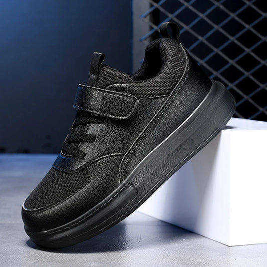 Fashion Children Shoes Boy Sneaker Black Leather Mesh Summer Comfortable Kids Casual Sneaker Running Sports Shoes for Boy - footmaxldn