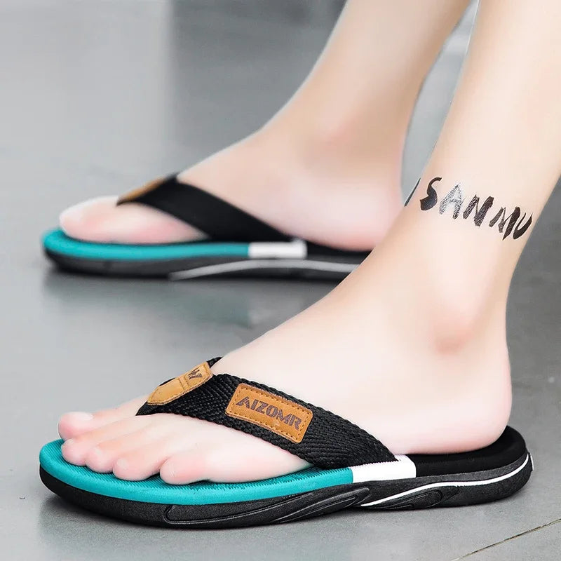 Man House Flip Flops Summer Breathable Beach Shoes EVA Slippers Sandals Men Luxury Flip Flops Soft Slippers Home Clogs Slides - footmaxldn
