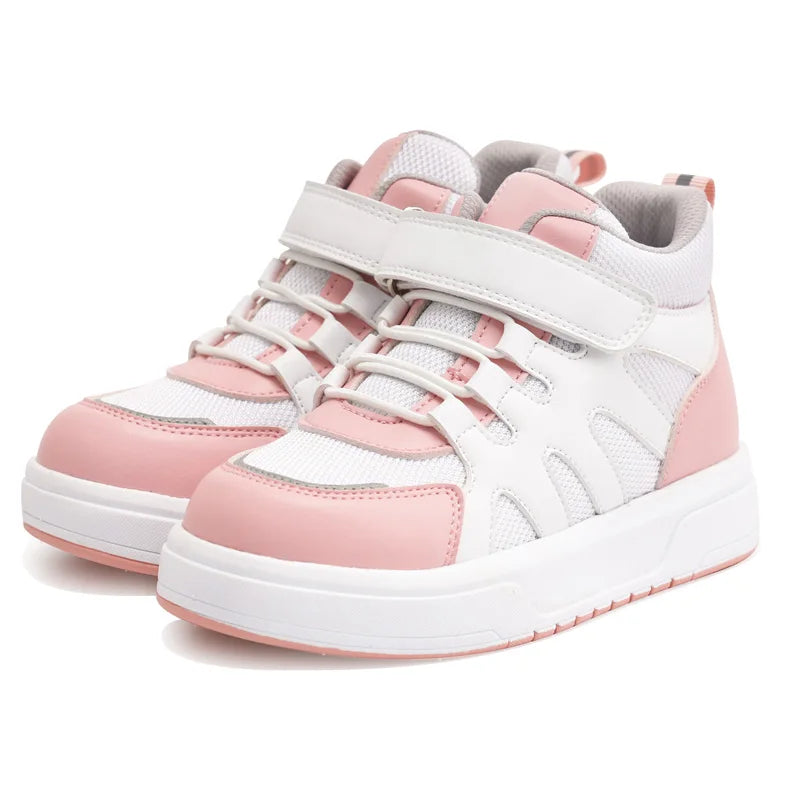 Footmax Kids Orthopedic Sneakers - Pink Blue Ankle Support Shoes for Flat Feet - footmaxldn