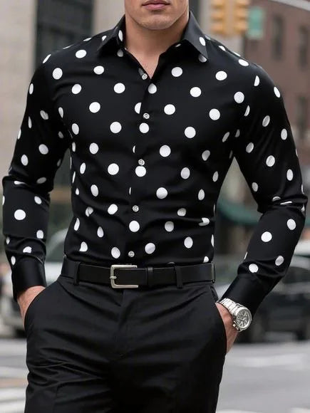 Men’s Spotted Long-Sleeve Shirt | Footmaxldn