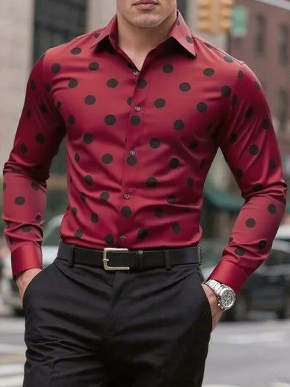 Men’s Spotted Long-Sleeve Shirt | Footmaxldn
