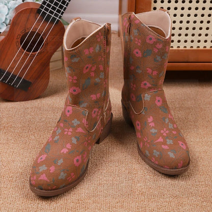 Girls' Floral Western Cowboy Boots | Footmaxldn