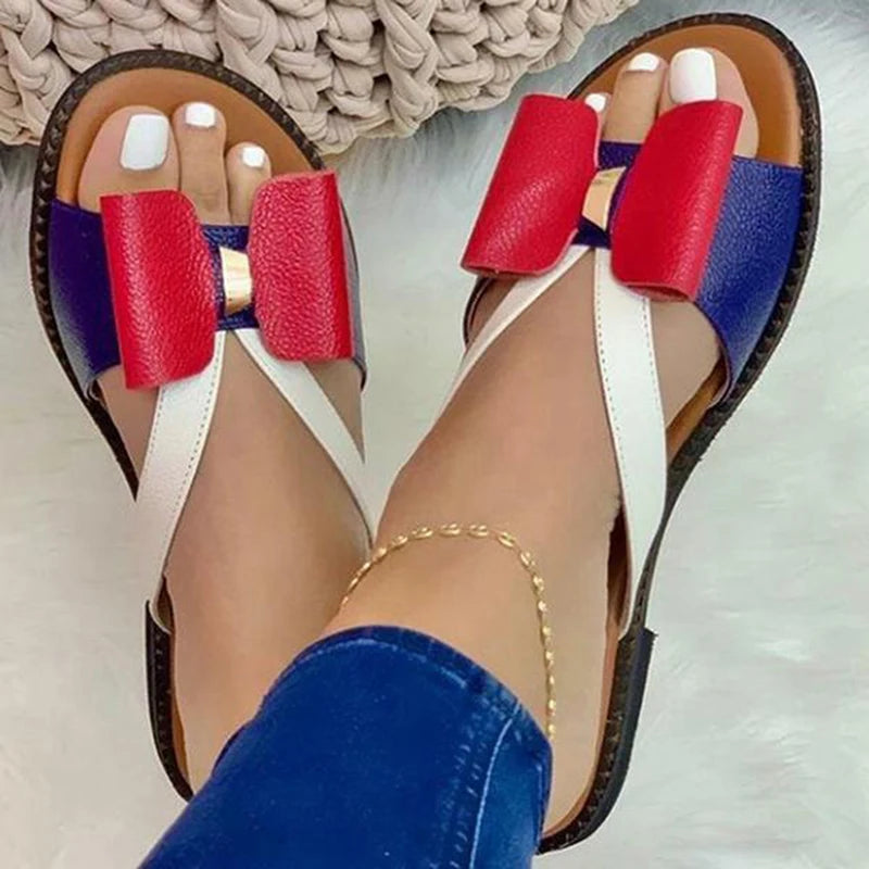 Butterfly Knot Flat Sandals – Women's Slip-On Summer Slides