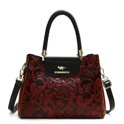 Large Capaci Leather Handbag Women's Bag 2025 New Cowhide Single oulder Bag Retro Ethnic Sle Mom Bag Crossbody Bag