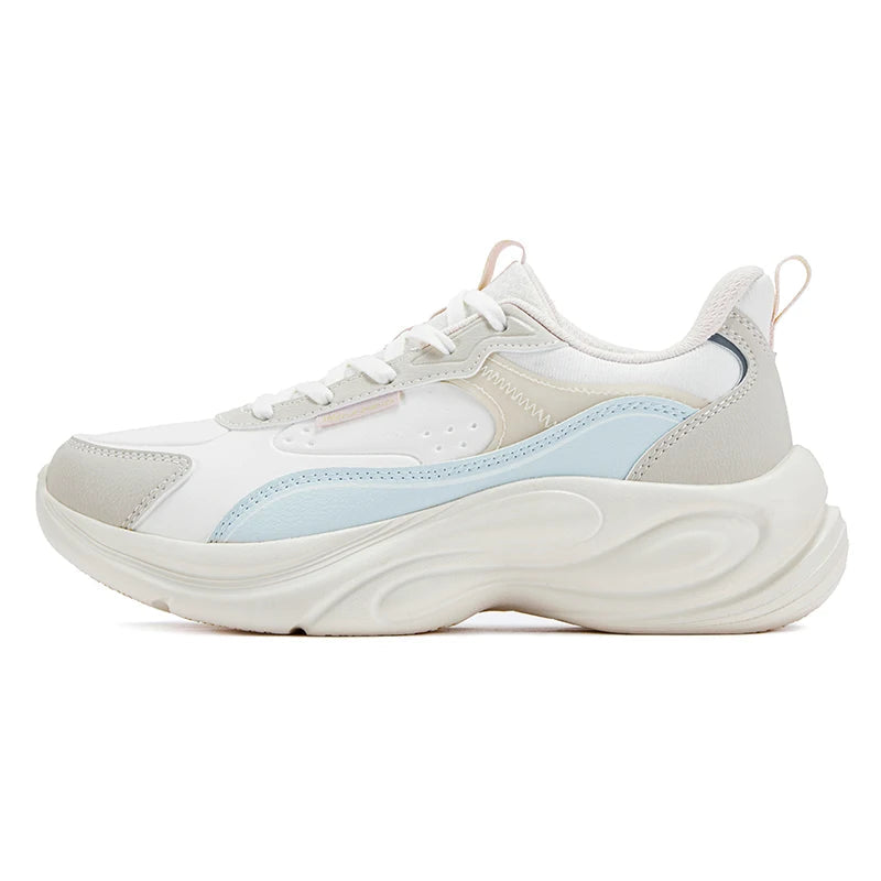 A 361° brand chunky sneaker in white, beige, and light blue, shown from a side profile on a white background.