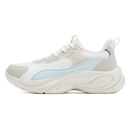 A 361° brand chunky sneaker in white, beige, and light blue, shown from a side profile on a white background.