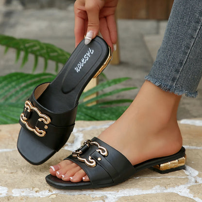 Footmaxldn Women's Platform Wedge Sandals with Metal Rivet Detail