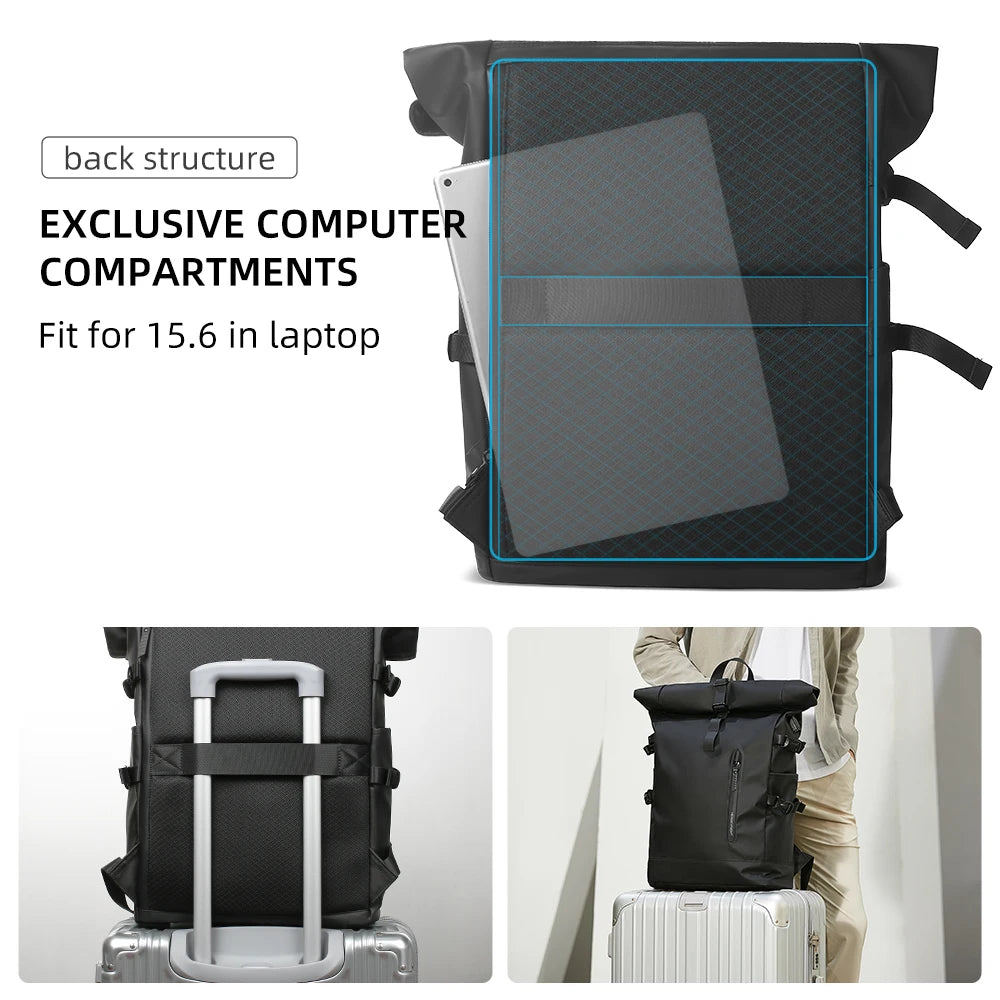 HK Expandable Travel Backpack Men Large Capacity Waterproof 15.6” Laptop Bag Hiking Rucksack Cycling Daypack Bag with USB Port - footmaxldn