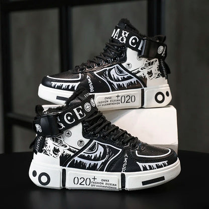 Boys' high-top sneakers 2025 Autumn/Winter new style children's sports shoes Buckle student soft-soled fleece casual shoes - footmaxldn