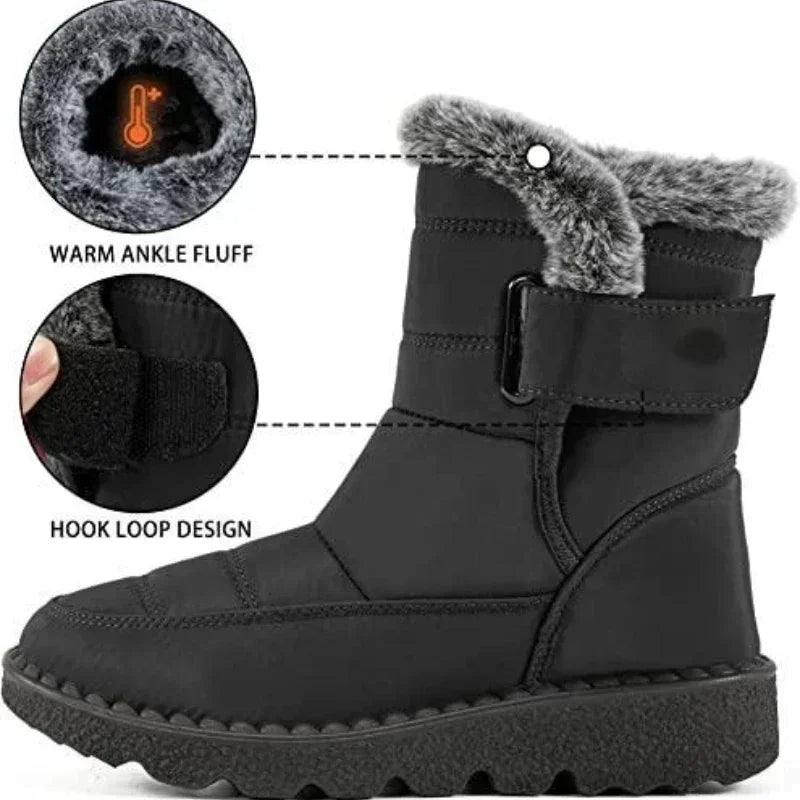 Footmax Waterproof Winter Boots Women - Faux Fur Snow Boots 2025 - footmaxldn