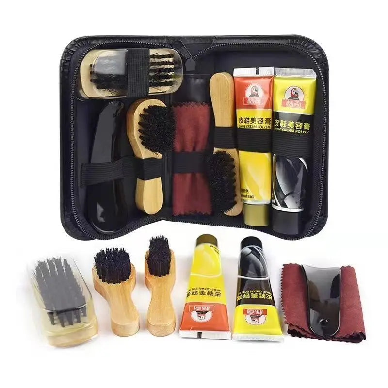 Footmax Leather Shoe Polish & Brush Cleaning Kit - Professional Care Set