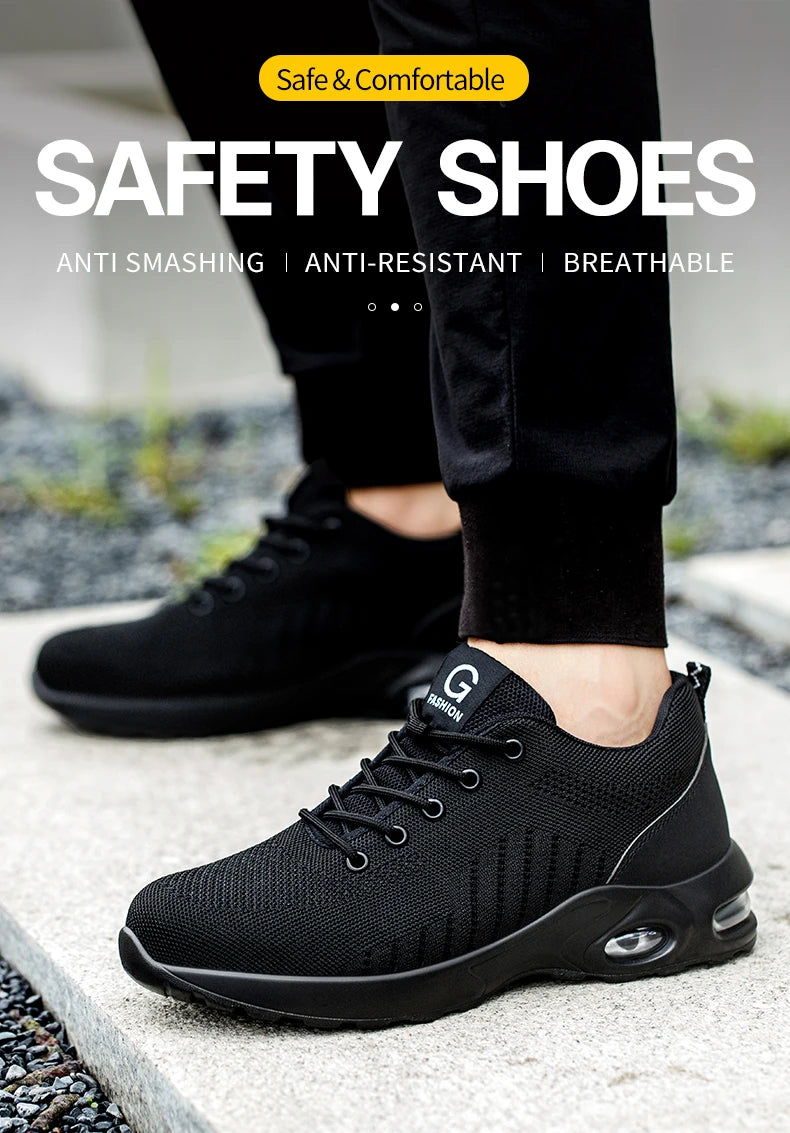 New Styles Men Safety Boots With Steel Toe Cap Anti-smash Work Sneakers Safety Shoes Men IndestructibleWork Boots Tactical Boots - footmaxldn