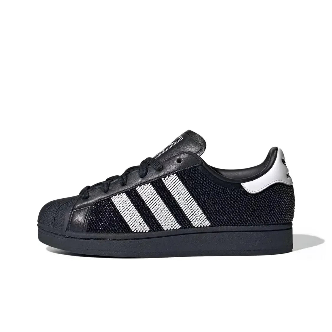 Adidas Originals Superstar 2 "Beaded" Classic Retro Lightweight Thin Sole Low Top Shoes for Women Black and White - footmaxldn